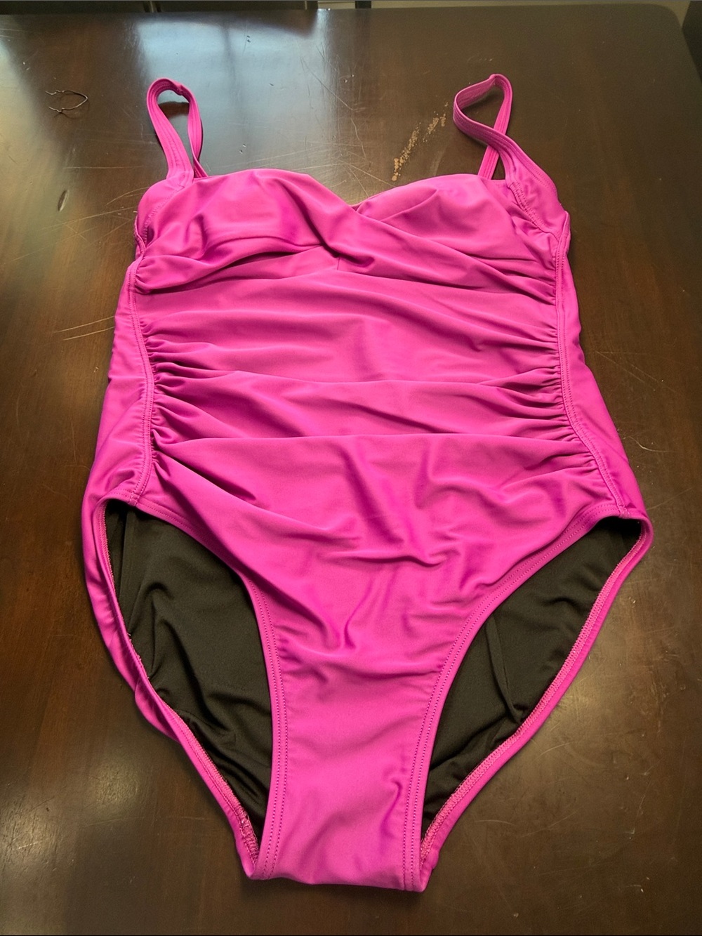 Women's Magenta Ruched One-Piece Swimsuit - Classic Tank